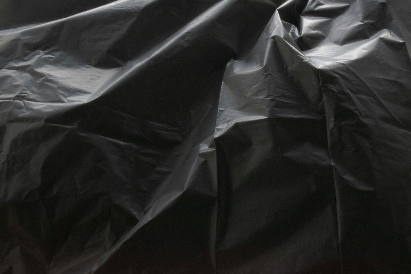 Macro image of a black bin bag